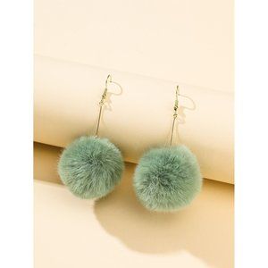 POM POM Light Green Drop Earrings NEW
